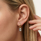 1.00 Carat Emerald Cut Lab Grown Diamond Drop Solitaire Earrings