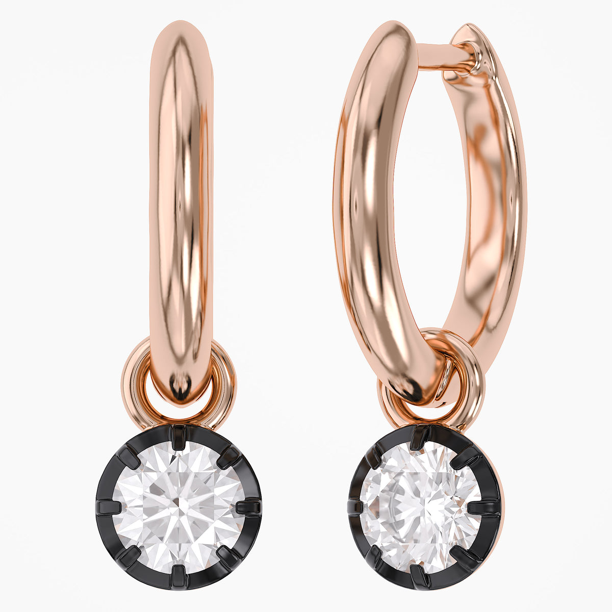 0.80 TWC Round Cut Lab Grown Diamond Drop Solitaire Earrings