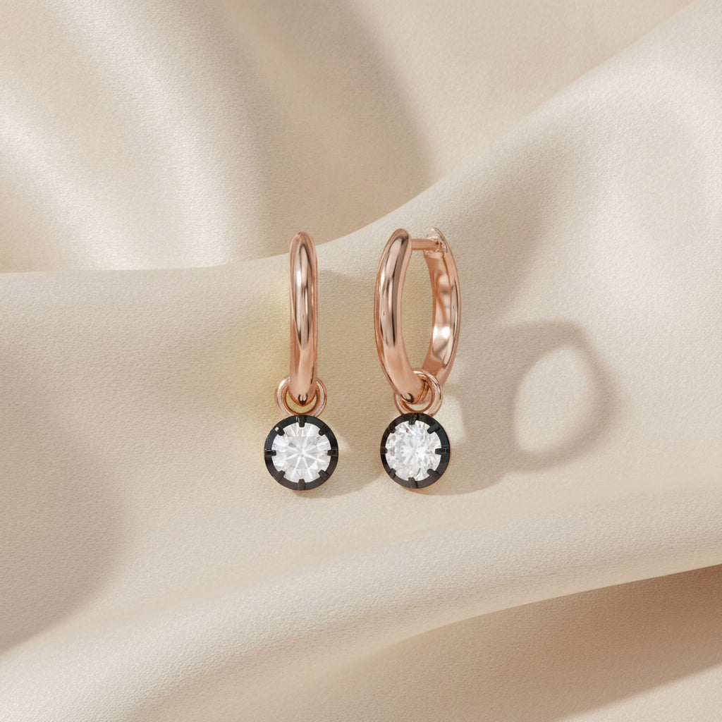 0.75 Carat Round Cut Lab Grown Diamond Drop Solitaire Earrings