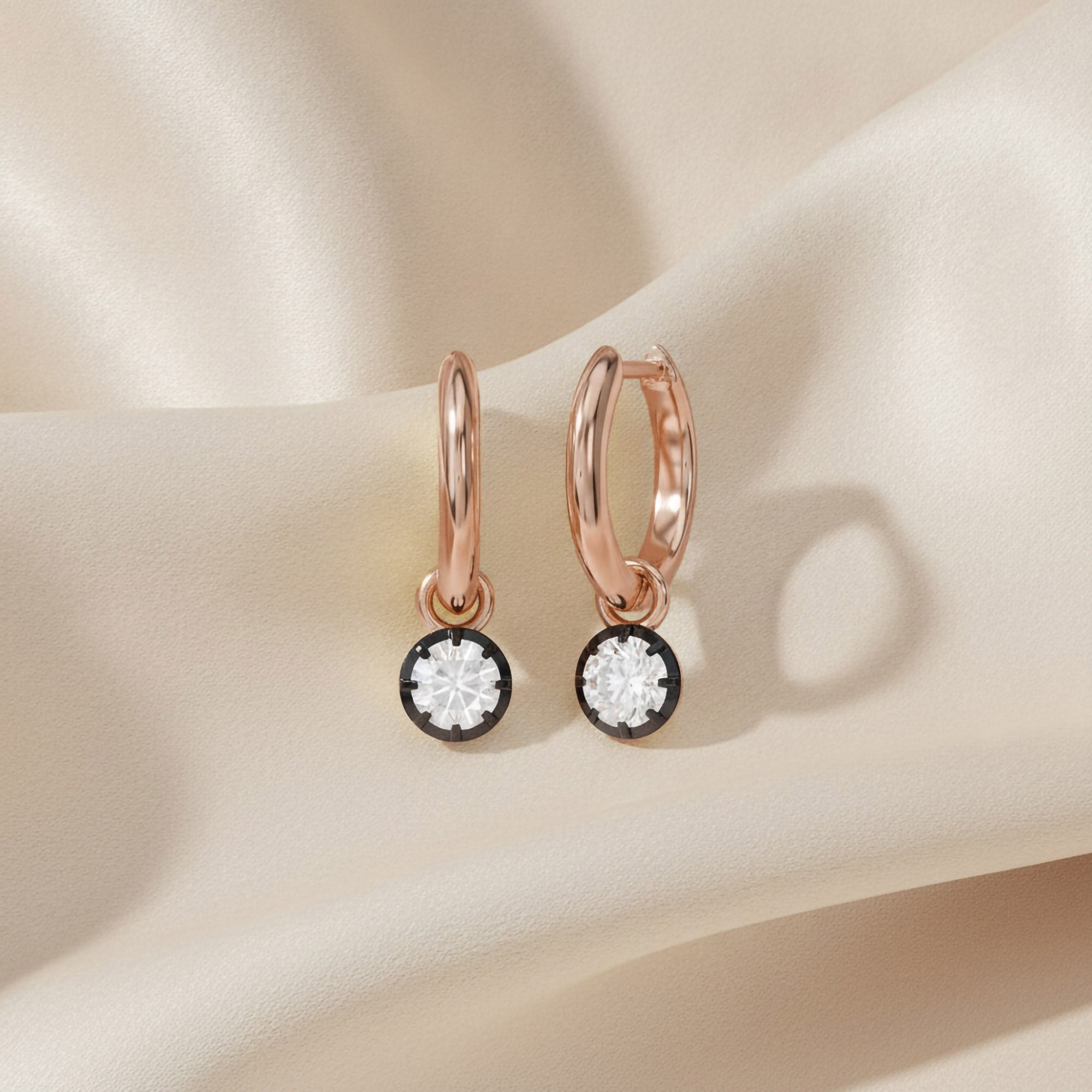 0.75 Carat Round Cut Lab Grown Diamond Drop Solitaire Earrings