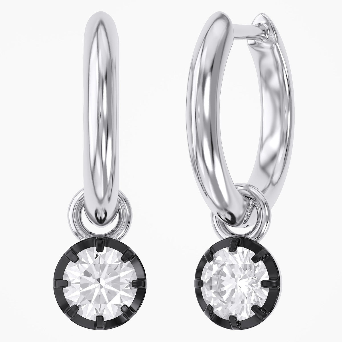 0.80 TWC Round Cut Lab Grown Diamond Drop Solitaire Earrings