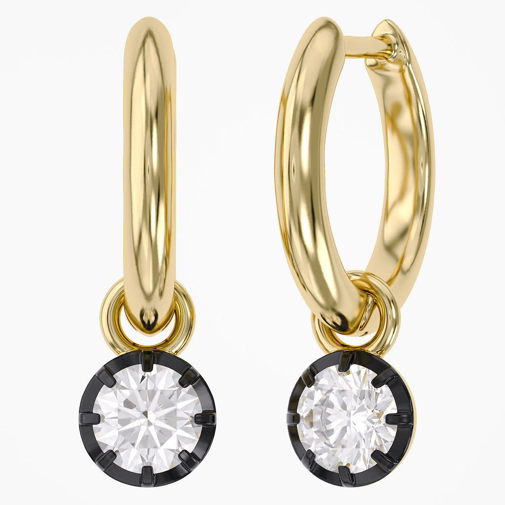 0.75 Carat Round Cut Lab Grown Diamond Drop Solitaire Earrings
