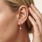 0.80 TWC Round Cut Lab Grown Diamond Drop Solitaire Earrings
