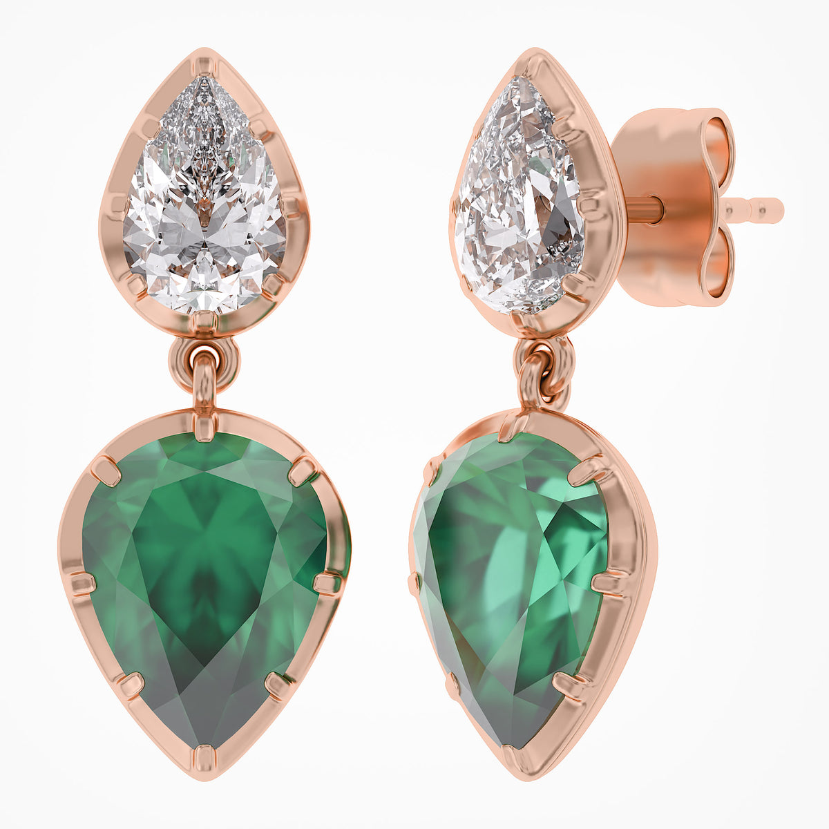 2.45 TCW Pear Shape Lab Grown Gemstone and Lab Diamond Drop Earrings