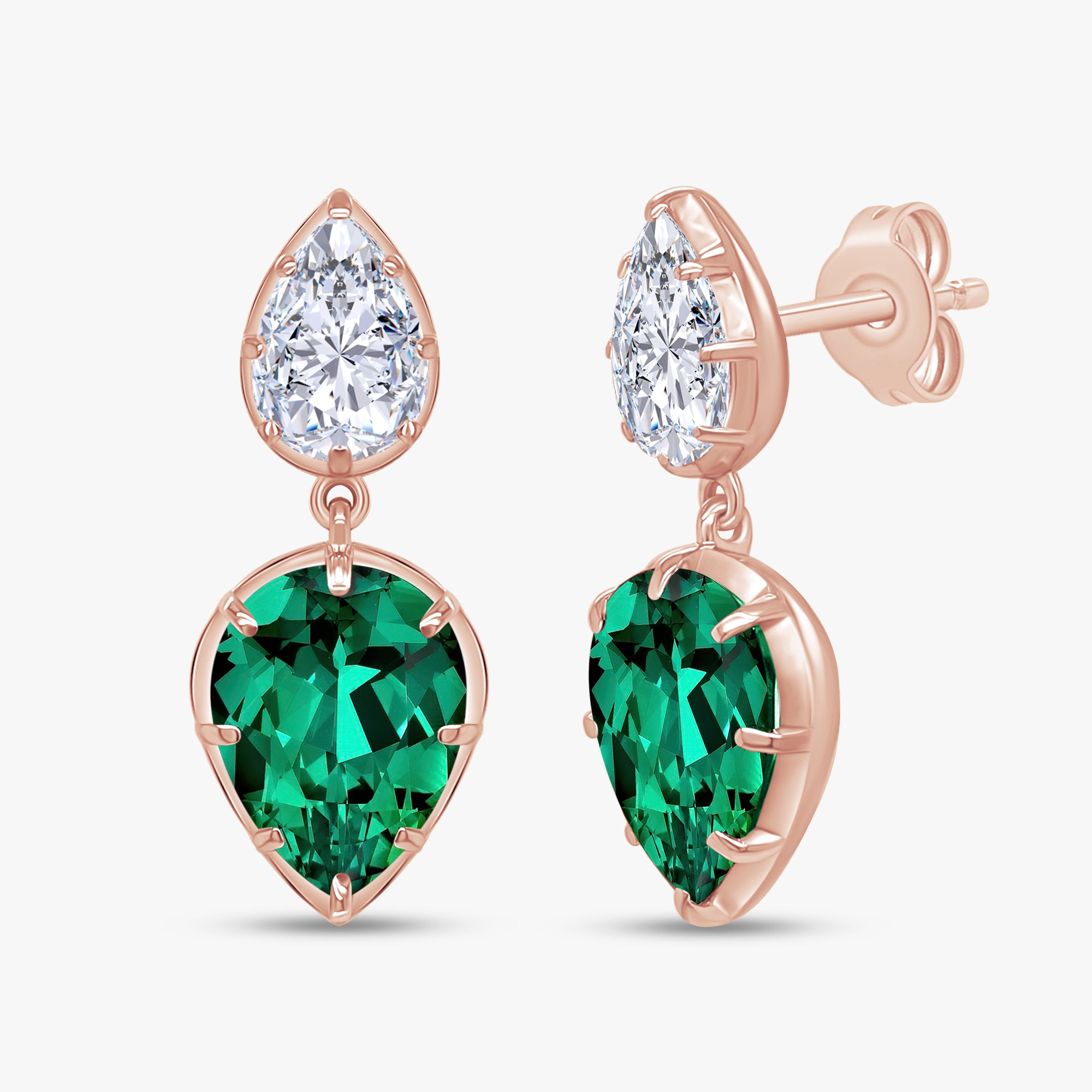 2.30 Carat Pear Shape Lab Grown Gemstone and Lab Diamond Drop Earrings