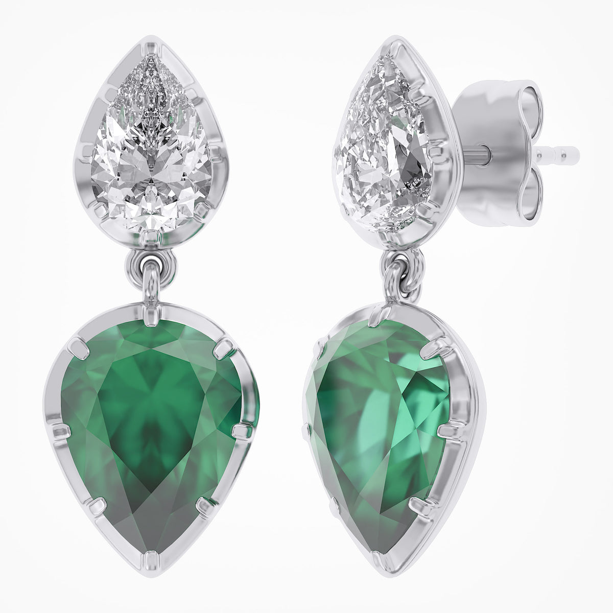 2.45 TCW Pear Shape Lab Grown Gemstone and Lab Diamond Drop Earrings