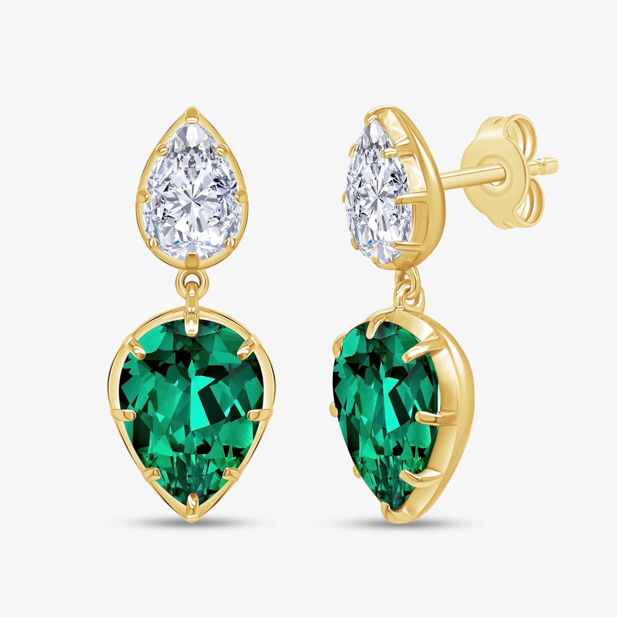 2.30 Carat Pear Shape Lab Grown Gemstone and Lab Diamond Drop Earrings