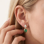 2.45 TCW Pear Shape Lab Grown Gemstone and Lab Diamond Drop Earrings
