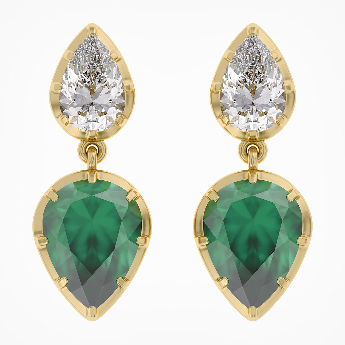 2.45 TCW Pear Shape Lab Grown Gemstone and Lab Diamond Drop Earrings
