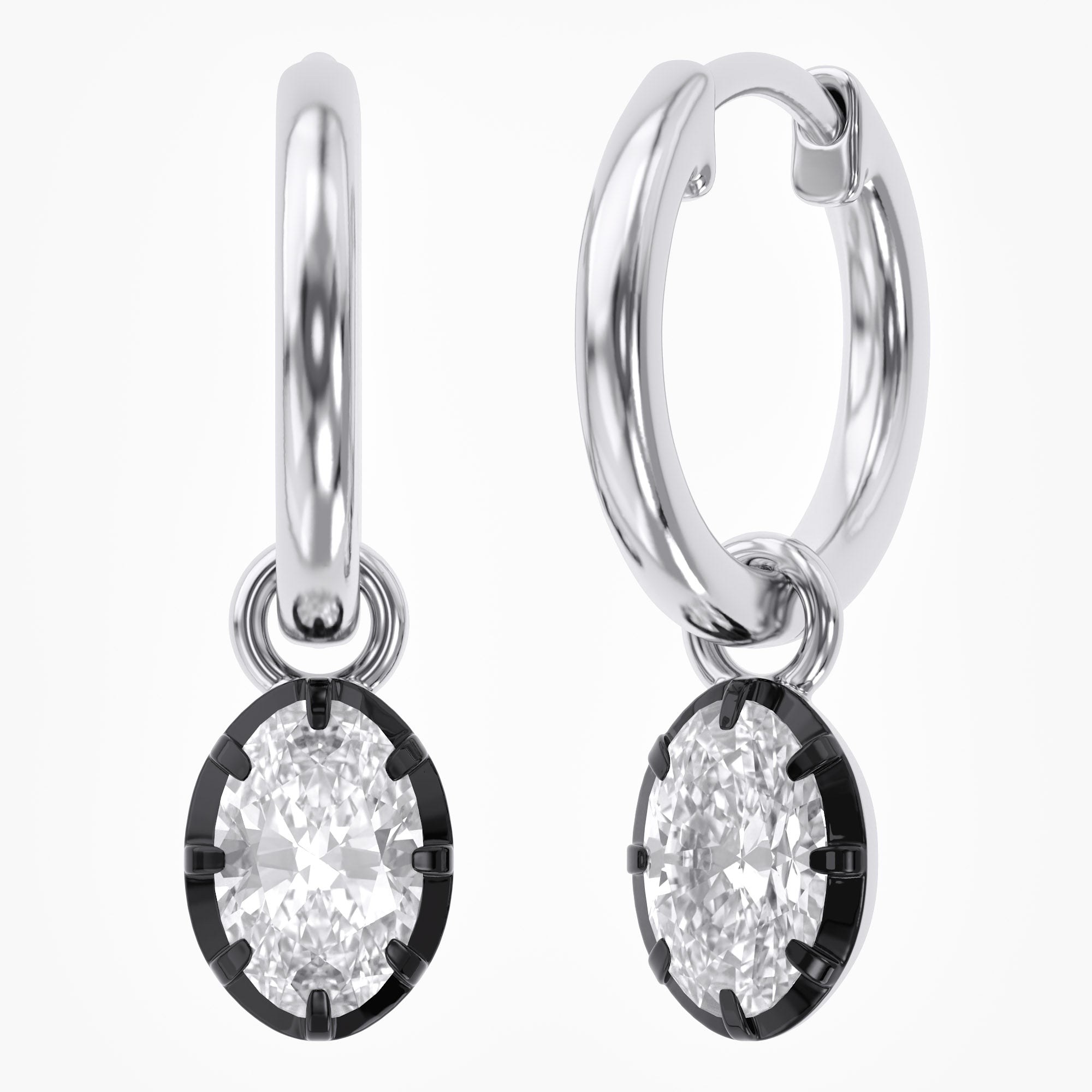 1.30 Carat Oval Cut Lab Grown Diamond Drop Solitaire Earrings