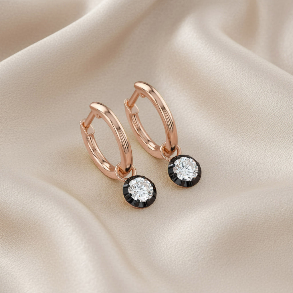 0.50 Carat Round Cut Lab Grown Diamond Drop Dangle Earrings