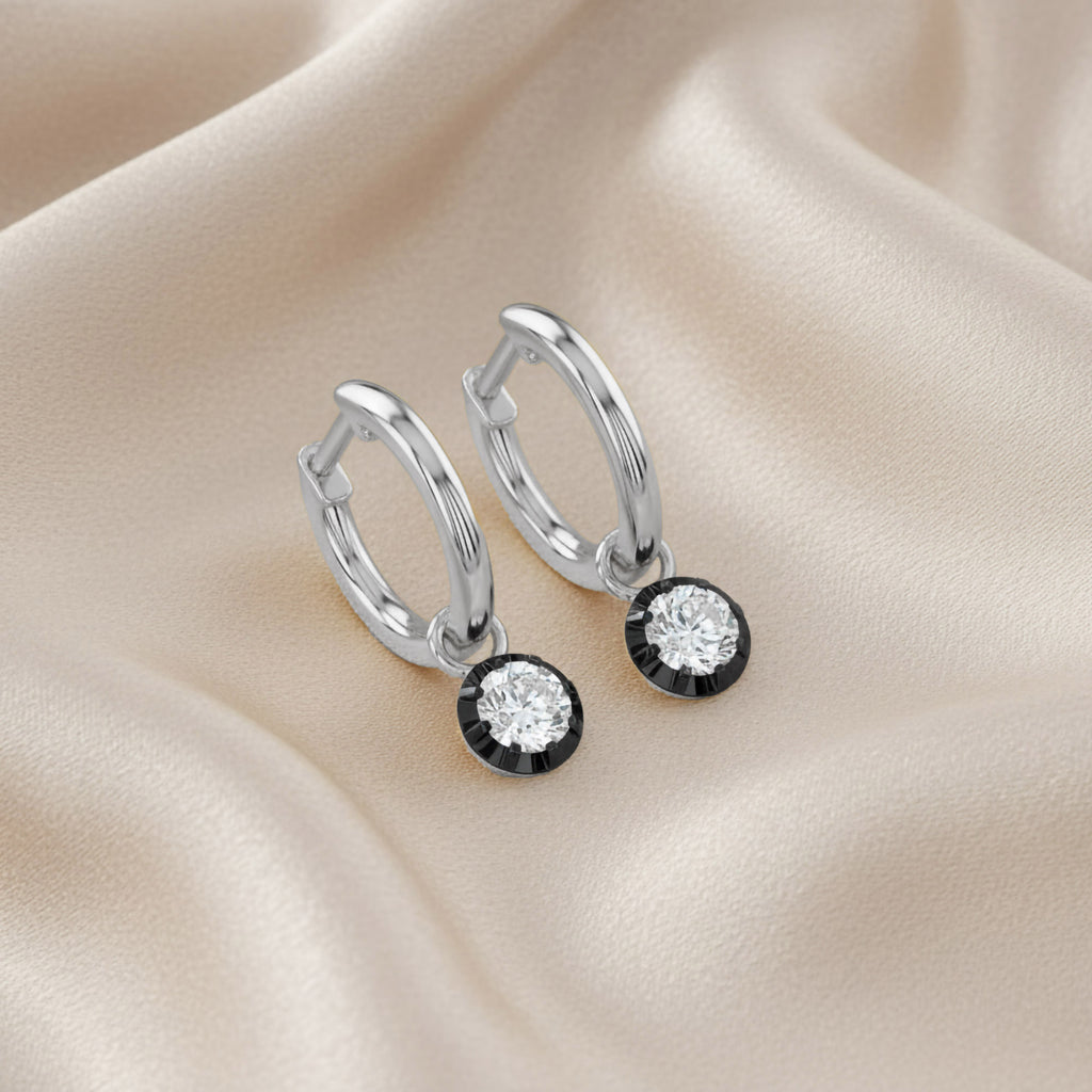 0.50 Carat Round Cut Lab Grown Diamond Drop Dangle Earrings