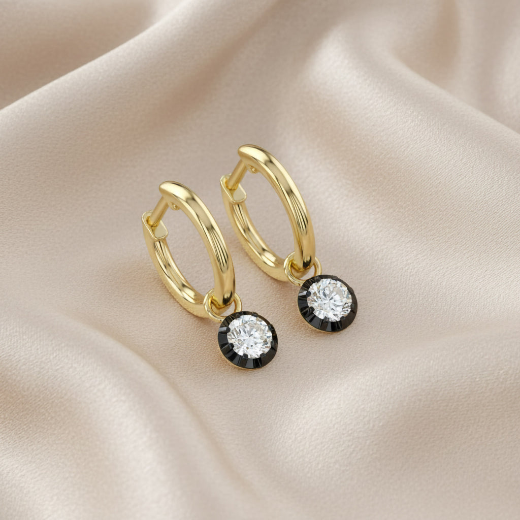 0.50 Carat Round Cut Lab Grown Diamond Drop Dangle Earrings