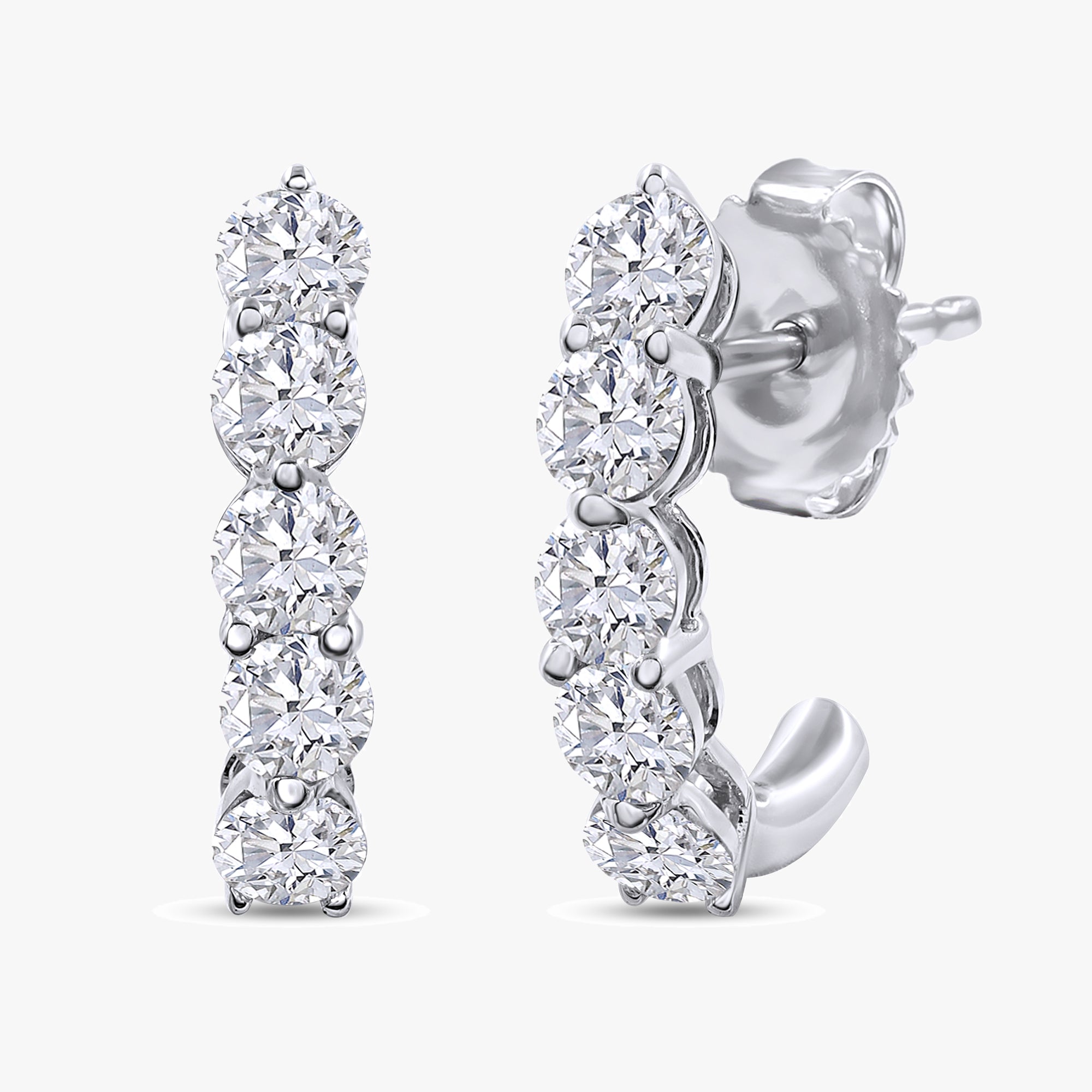 1.10 Carat Round Cut Lab Grown Diamond half Hoop Earrings