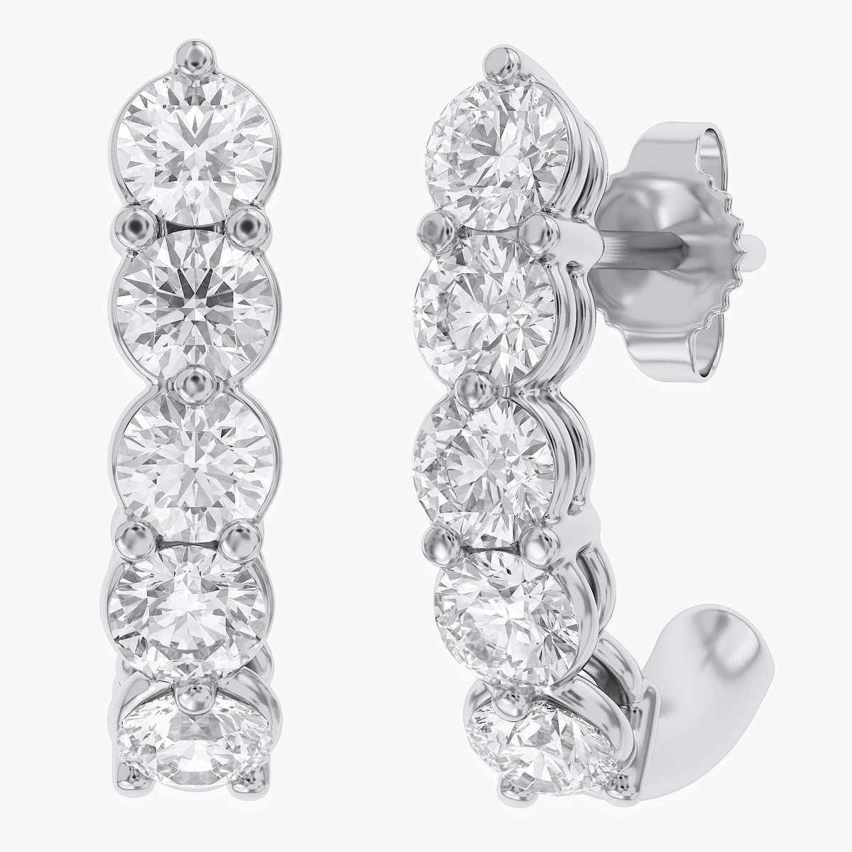 1.10 Carat Round Cut Lab Grown Diamond half Hoop Earrings