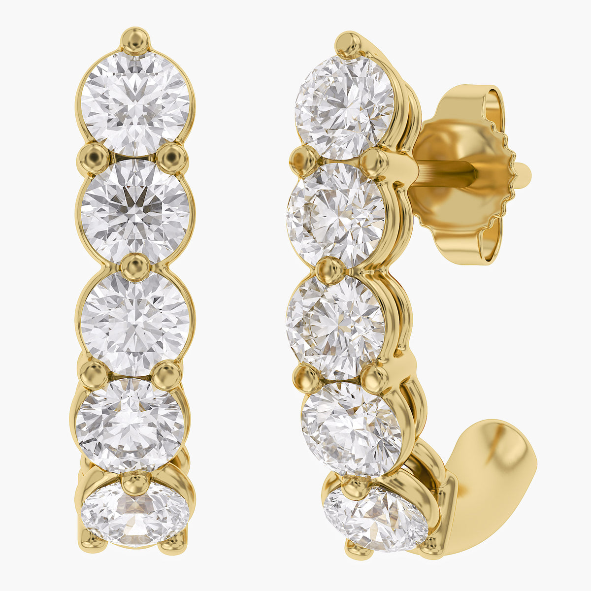 1.10 Carat Round Cut Lab Grown Diamond half Hoop Earrings
