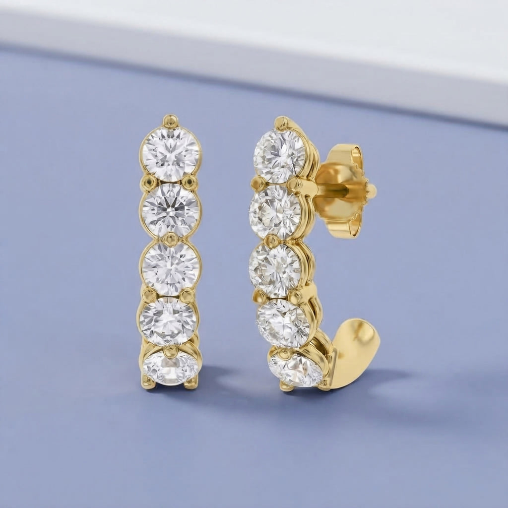 1.10 Carat Round Cut Lab Grown Diamond half Hoop Earrings