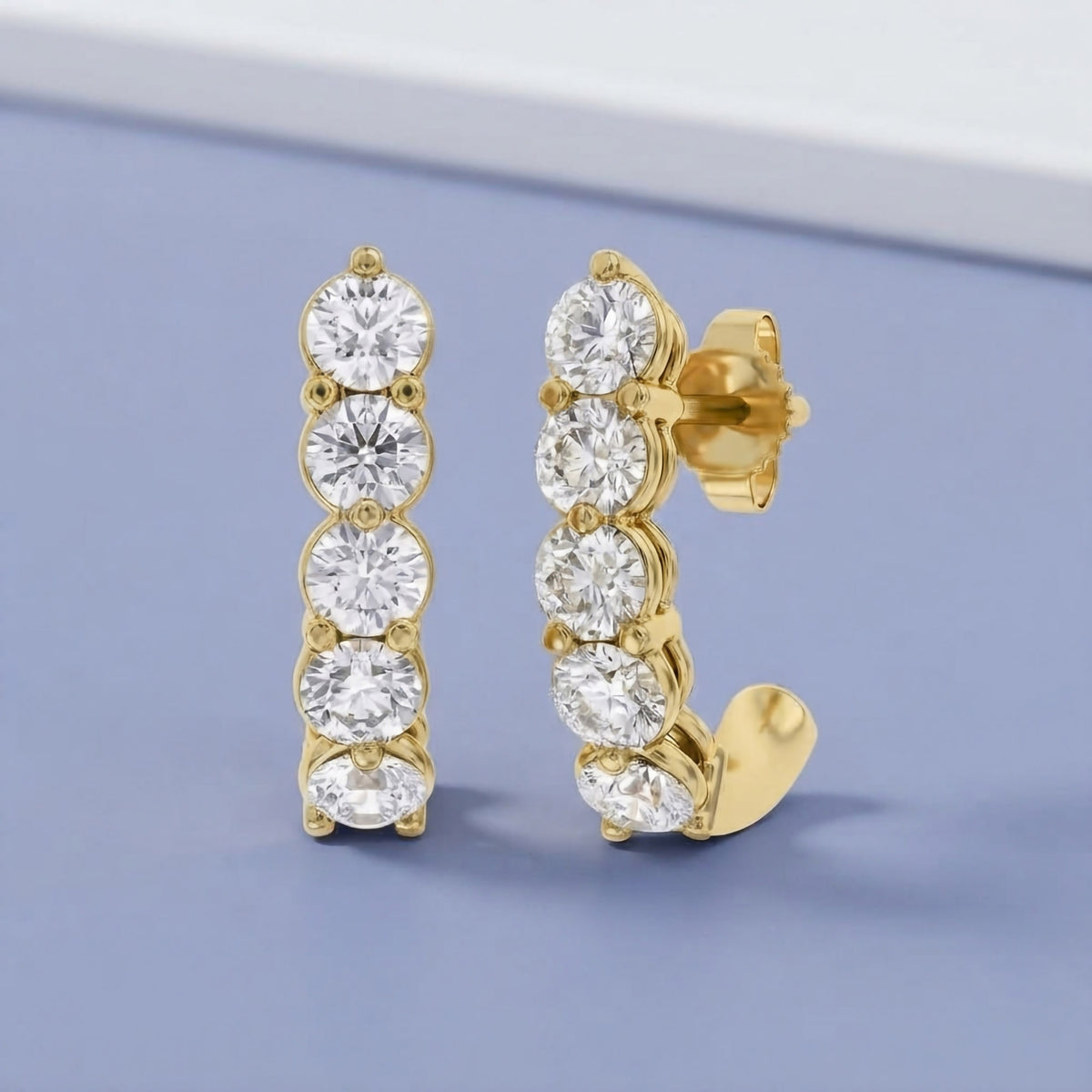 1.10 Carat Round Cut Lab Grown Diamond half Hoop Earrings