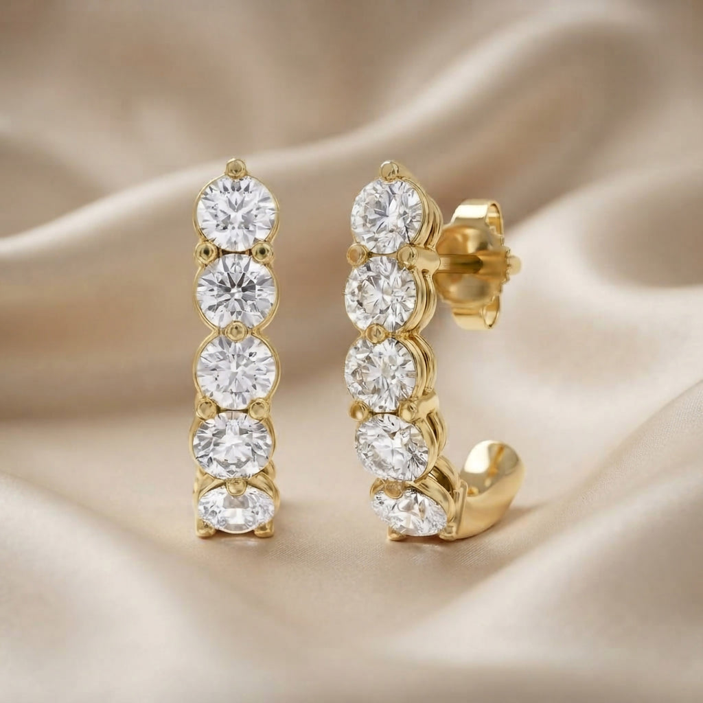 1.10 Carat Round Cut Lab Grown Diamond half Hoop Earrings
