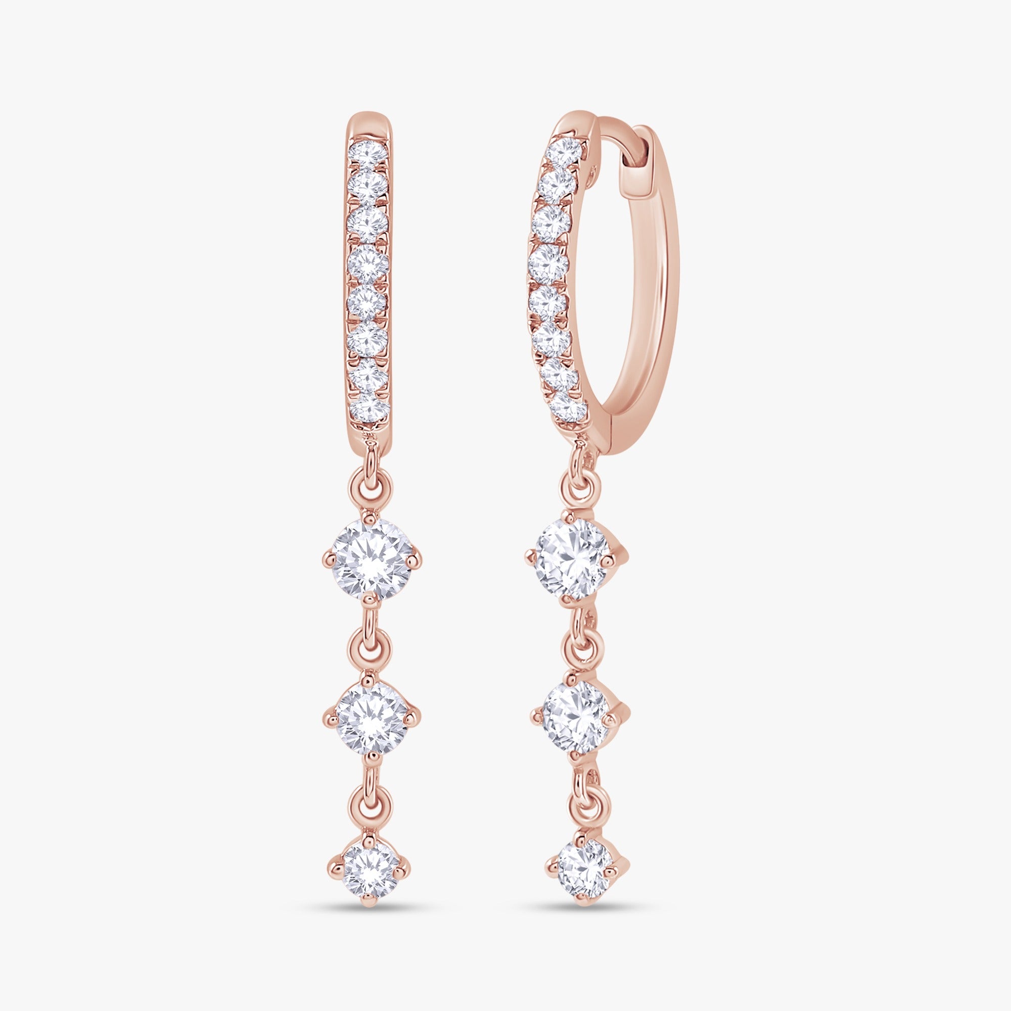 0.50 Carat Round Brilliant Cut Lab Grown Diamond Drop Dangle Earrings