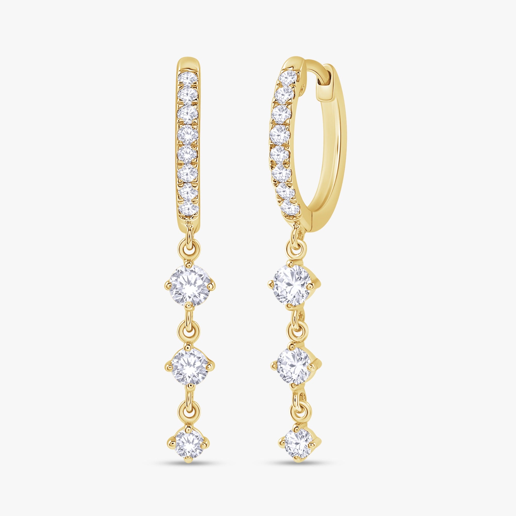 0.50 Carat Round Brilliant Cut Lab Grown Diamond Drop Dangle Earrings