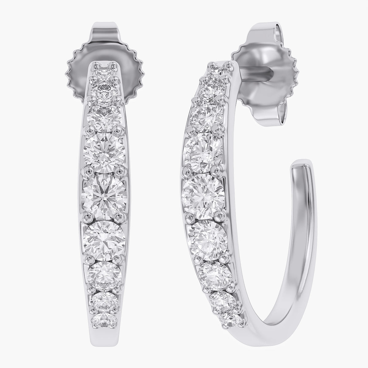 0.60 Carat Round Cut Lab Grown Diamond Half Hoop Stud Earrings