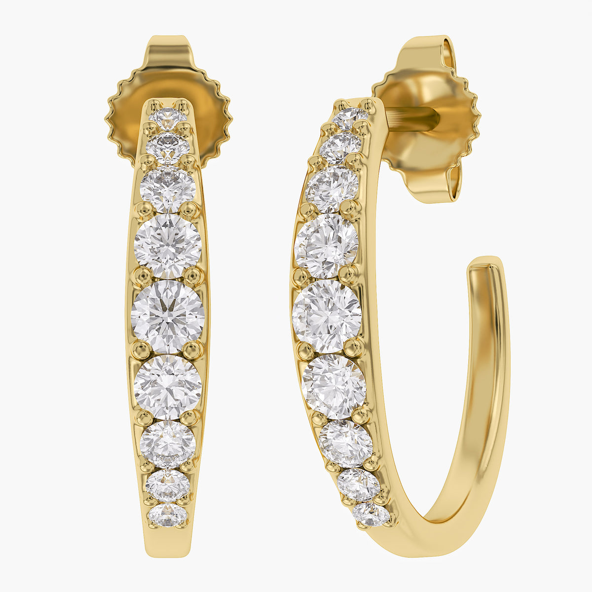 0.60 Carat Round Cut Lab Grown Diamond Half Hoop Stud Earrings