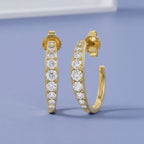 0.60 Carat Round Cut Lab Grown Diamond Half Hoop Stud Earrings