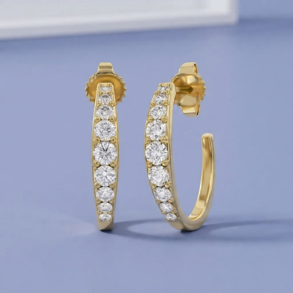 0.60 Carat Round Cut Lab Grown Diamond Half Hoop Stud Earrings