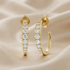 0.60 Carat Round Cut Lab Grown Diamond Half Hoop Stud Earrings