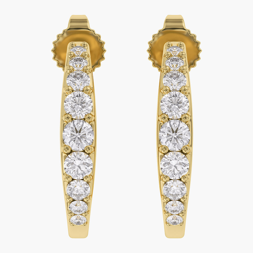 0.60 Carat Round Cut Lab Grown Diamond Half Hoop Stud Earrings