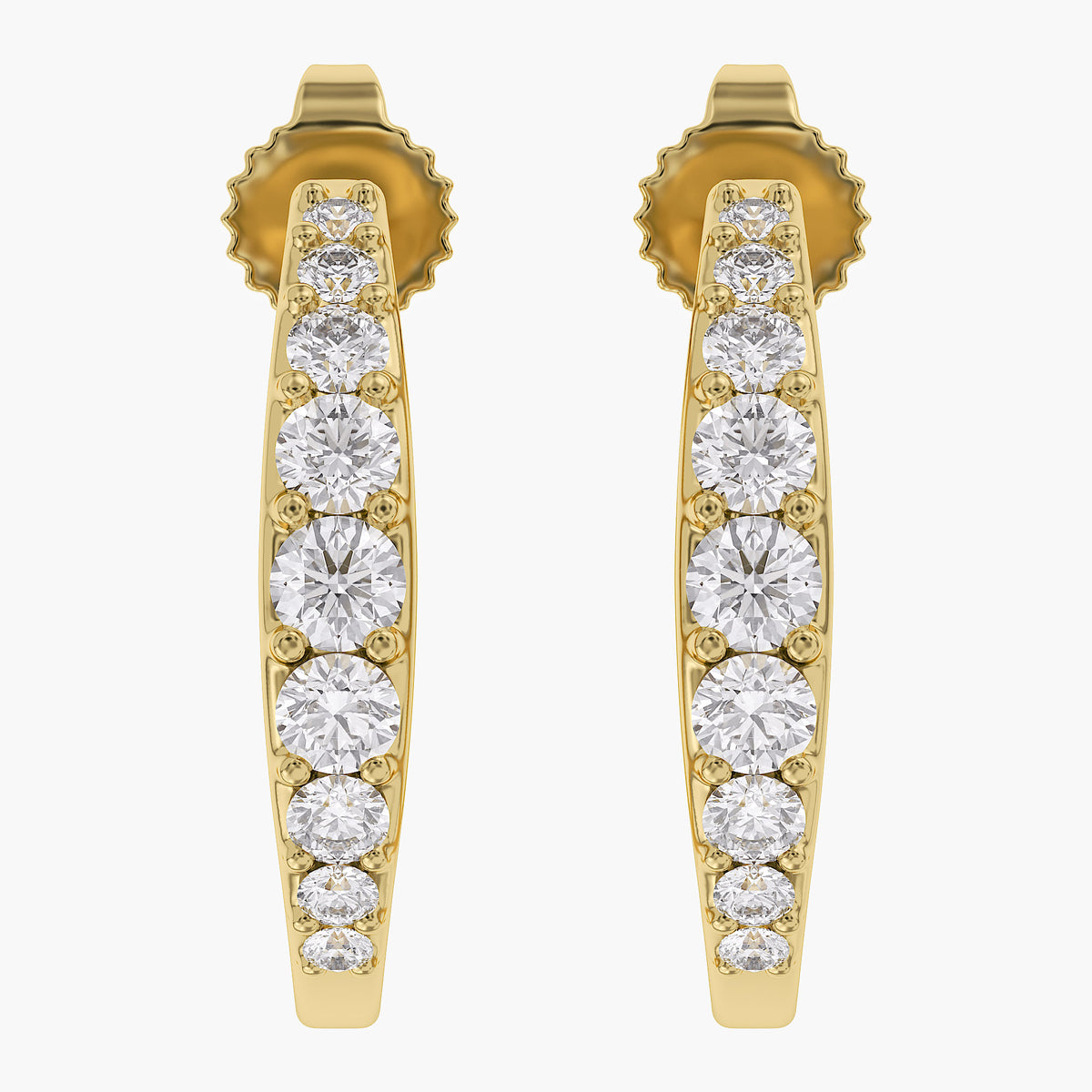 0.60 Carat Round Cut Lab Grown Diamond Half Hoop Stud Earrings