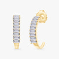 1.05 Carat Baguette Cut Lab Grown Diamond Half Hoop Earrings