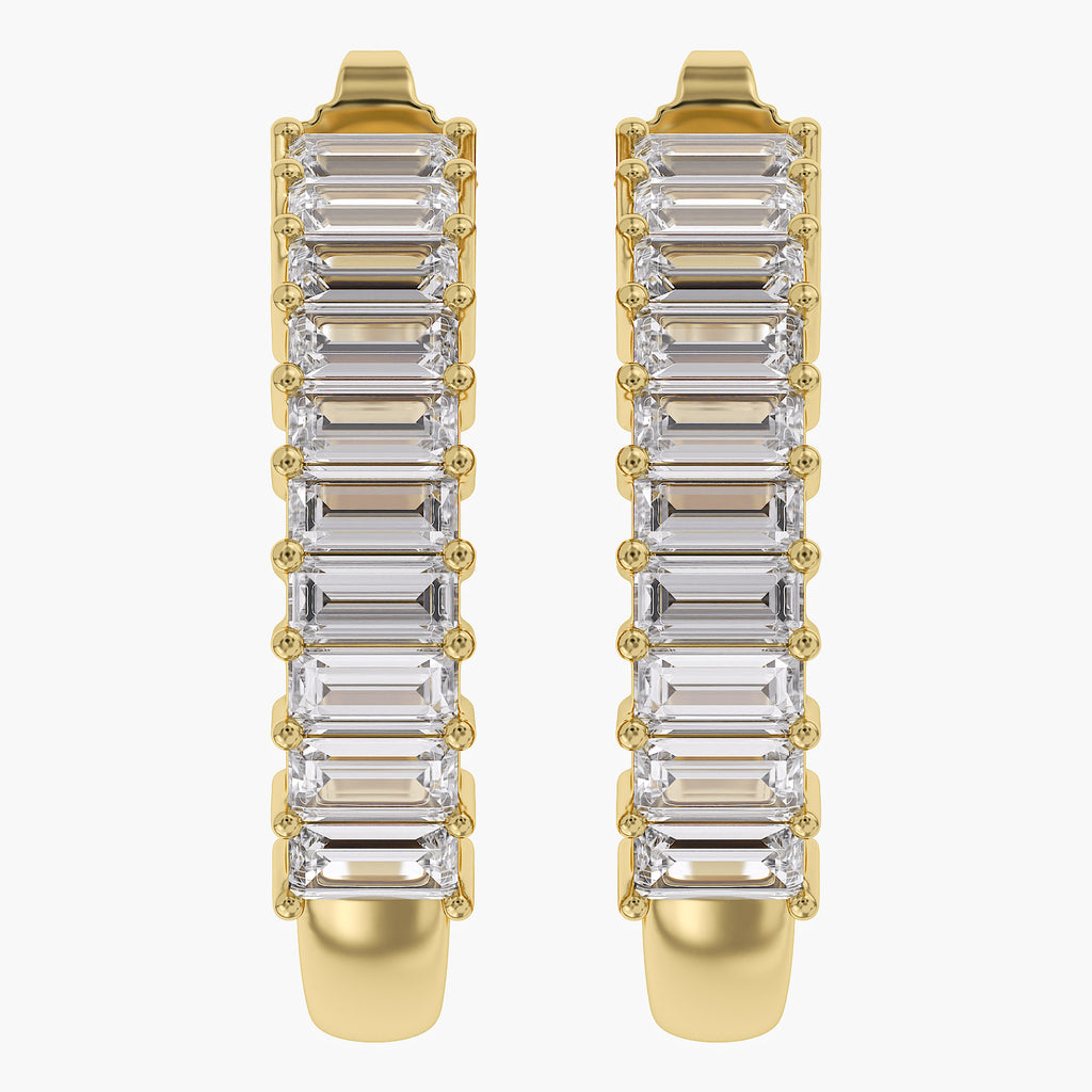 1.05 Carat Baguette Cut Lab Grown Diamond Half Hoop Earrings