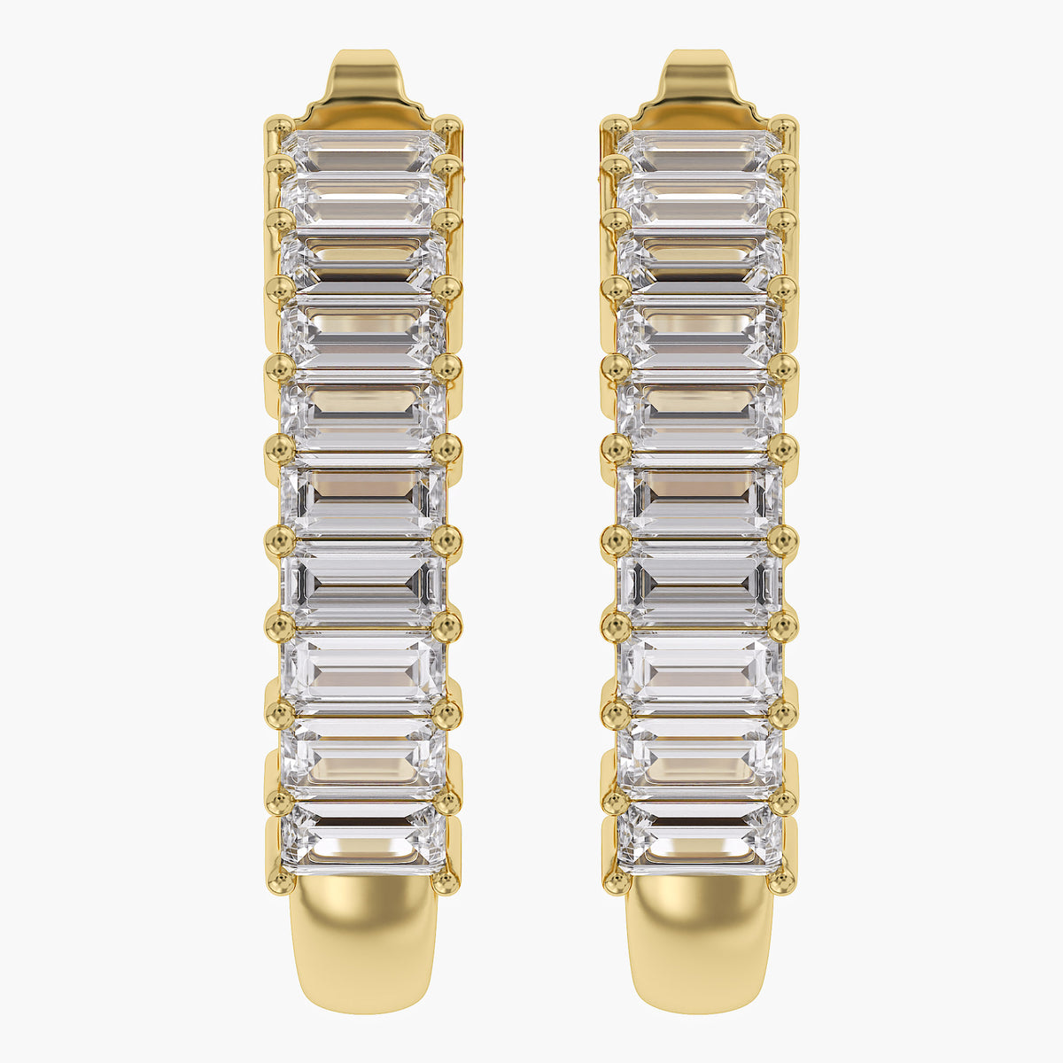 1.05 Carat Baguette Cut Lab Grown Diamond Half Hoop Earrings