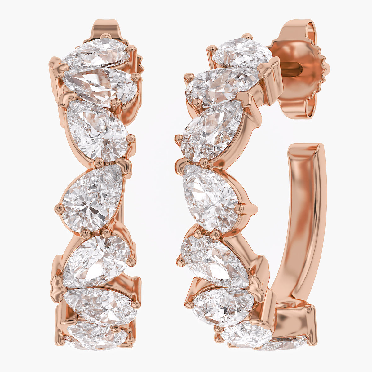 1.50 Carat Pear Shape Lab Grown Diamond half Hoop Earrings