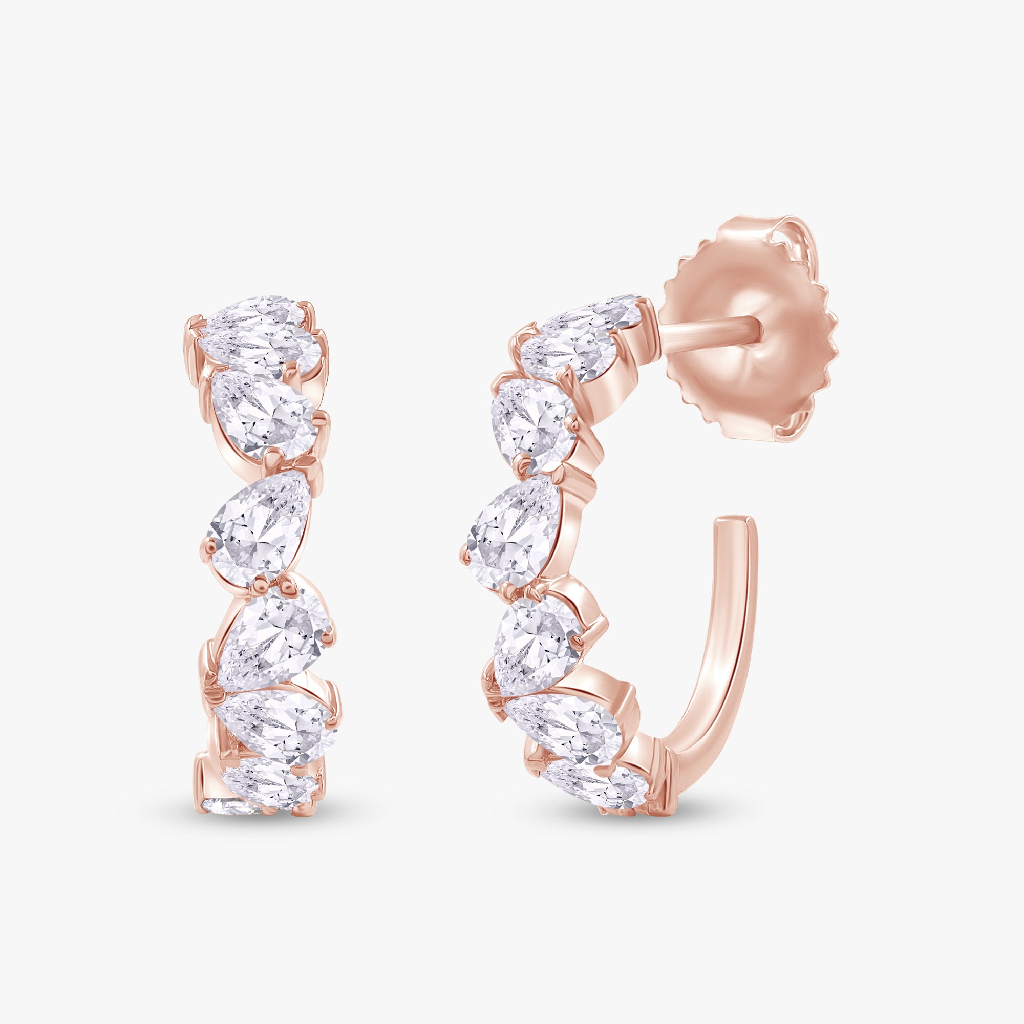 1.50 Carat Pear Shape Lab Grown Diamond half Hoop Earrings