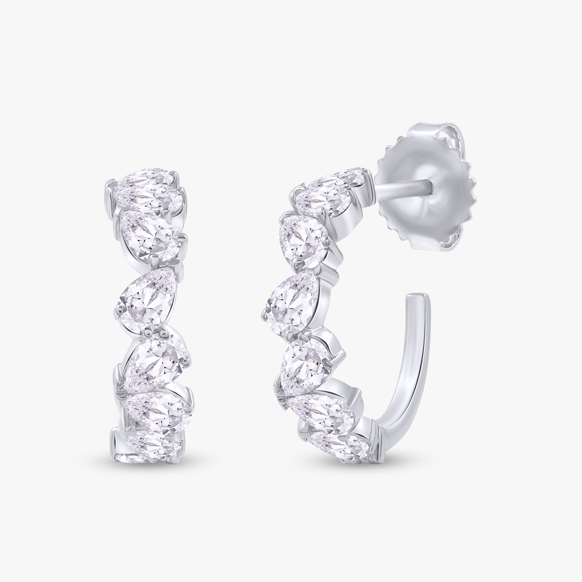 1.50 Carat Pear Shape Lab Grown Diamond half Hoop Earrings