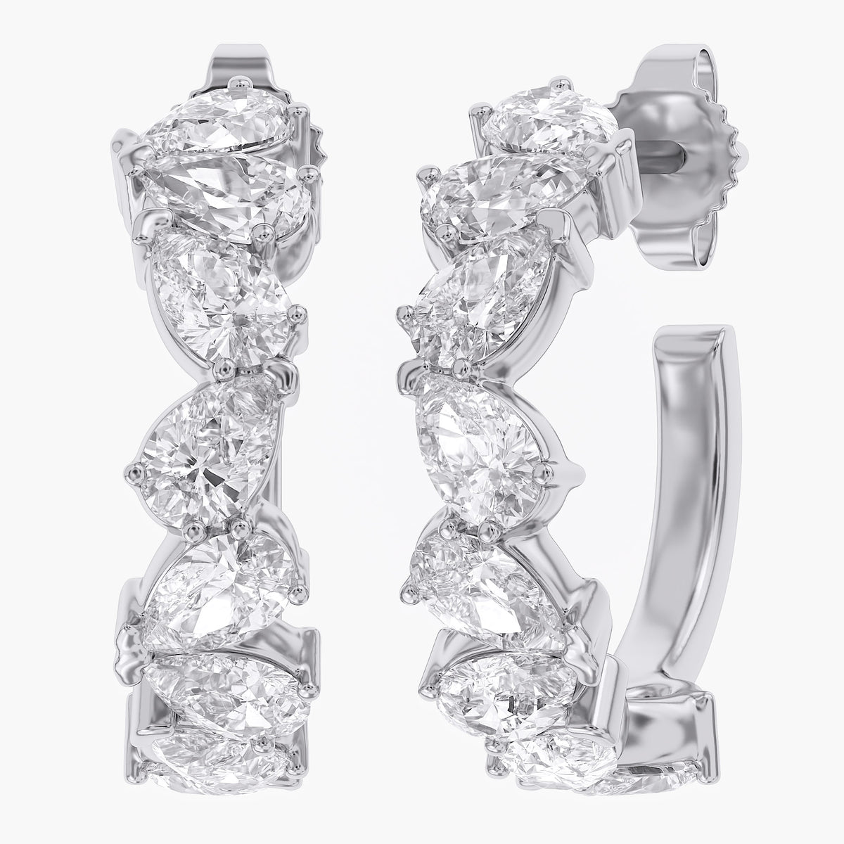 1.50 Carat Pear Shape Lab Grown Diamond half Hoop Earrings