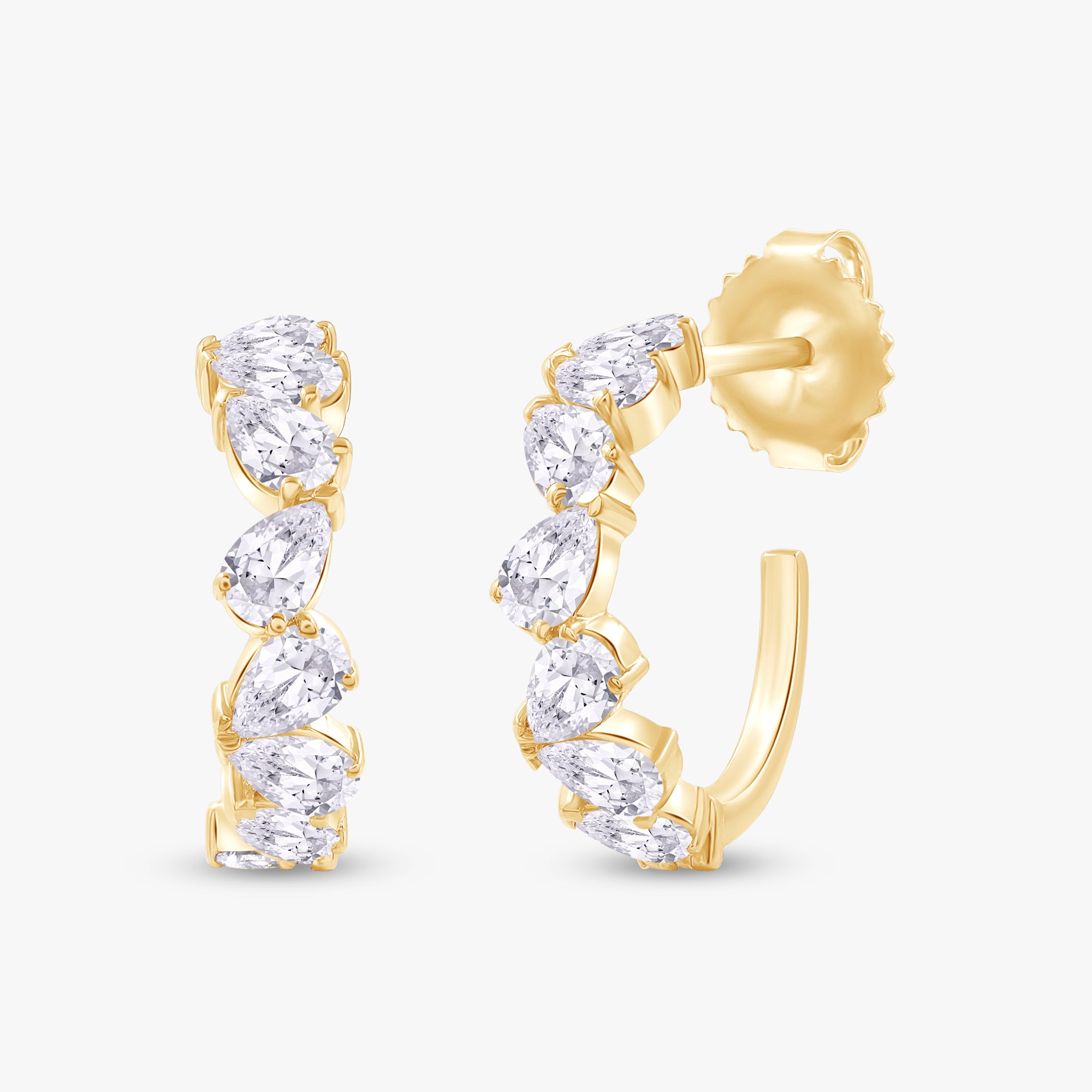 1.50 Carat Pear Shape Lab Grown Diamond half Hoop Earrings