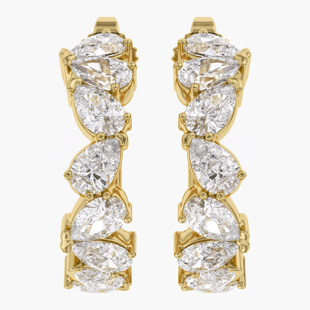 1.50 Carat Pear Shape Lab Grown Diamond half Hoop Earrings