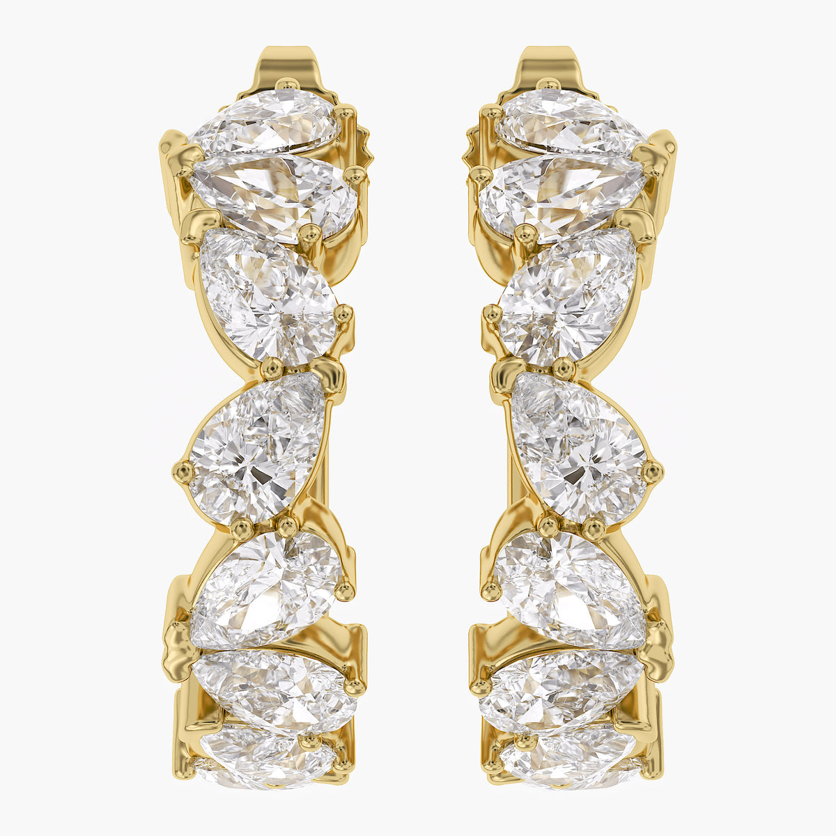 1.50 Carat Pear Shape Lab Grown Diamond half Hoop Earrings