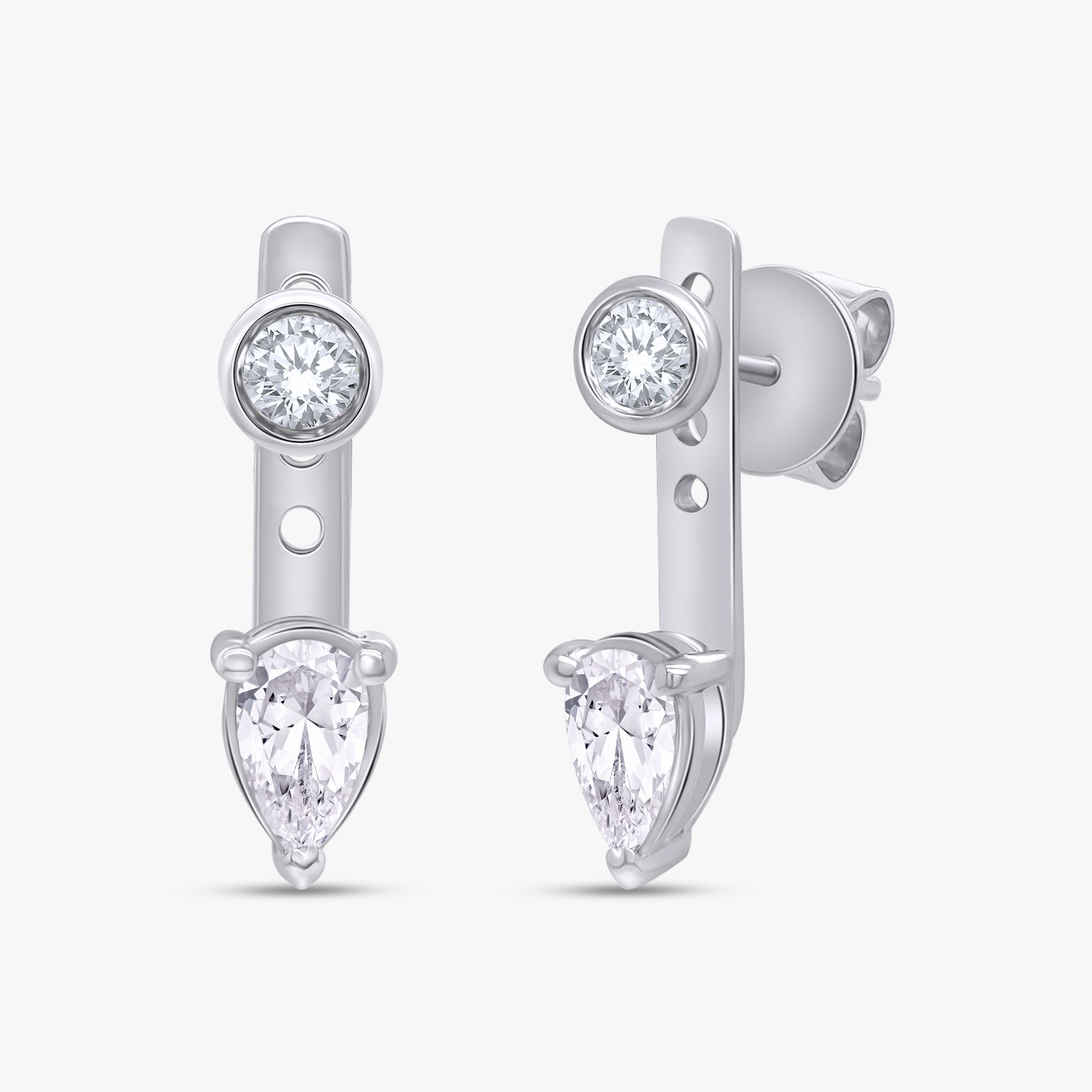 0.85 Carat Pear and Round Shape Lab Grown Diamond Illusion Stud Earrings