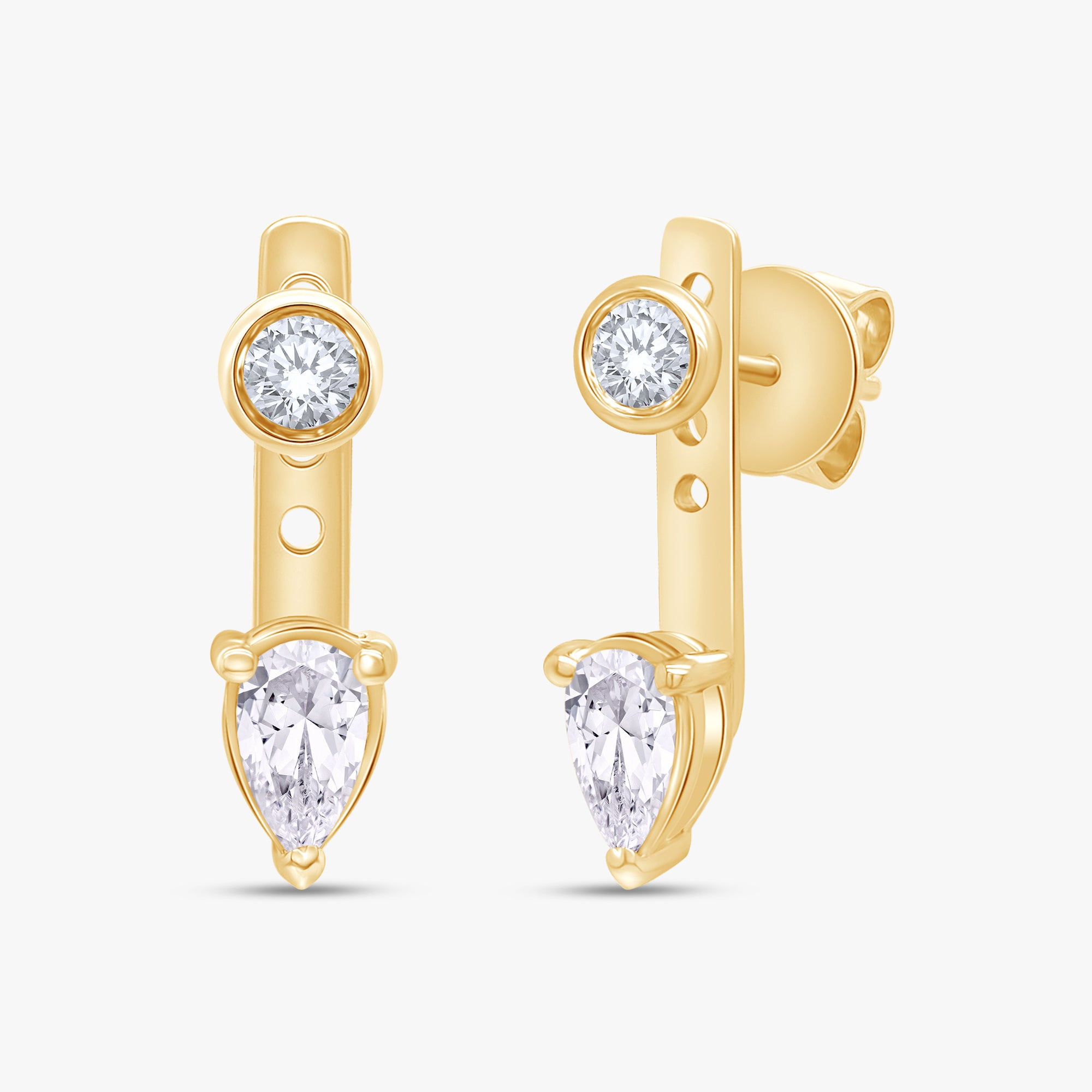 0.85 Carat Pear and Round Shape Lab Grown Diamond Illusion Stud Earrings