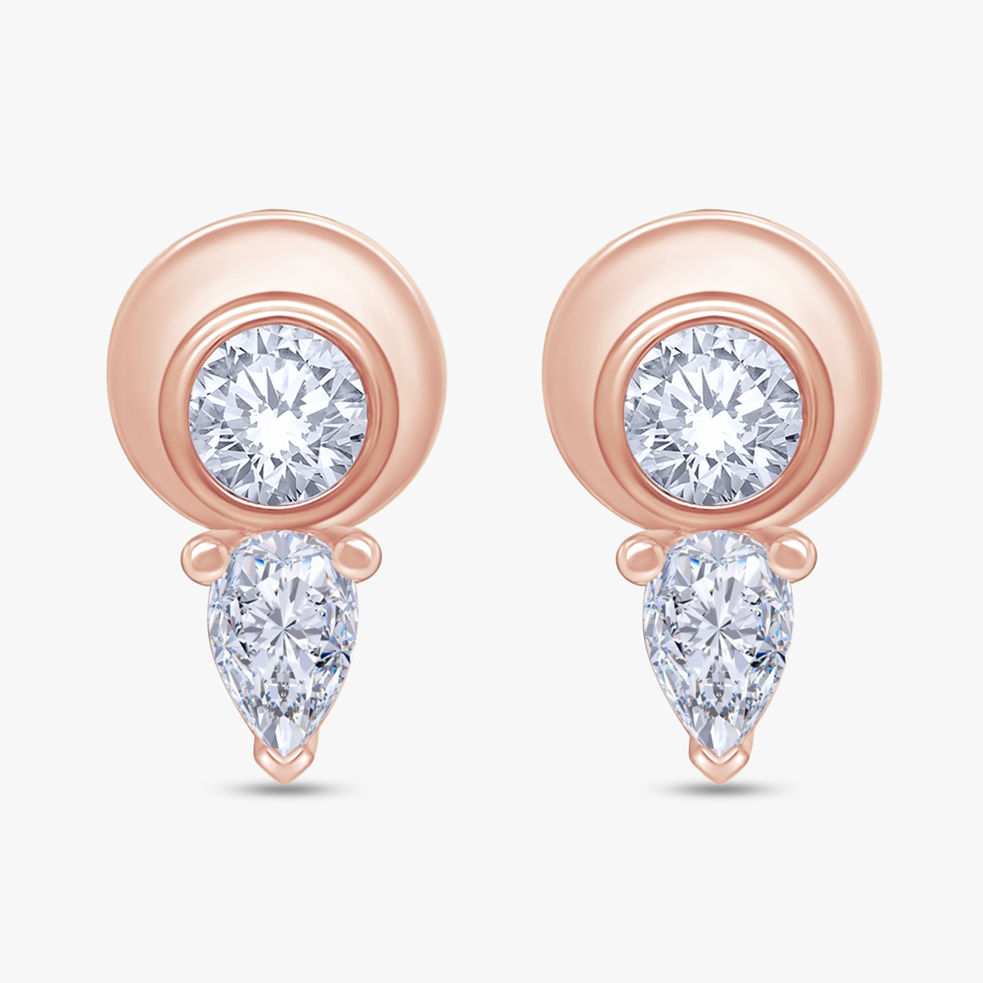 0.40 Carat Pear and Round Shape Lab Grown Diamond Illusion Stud Earrings