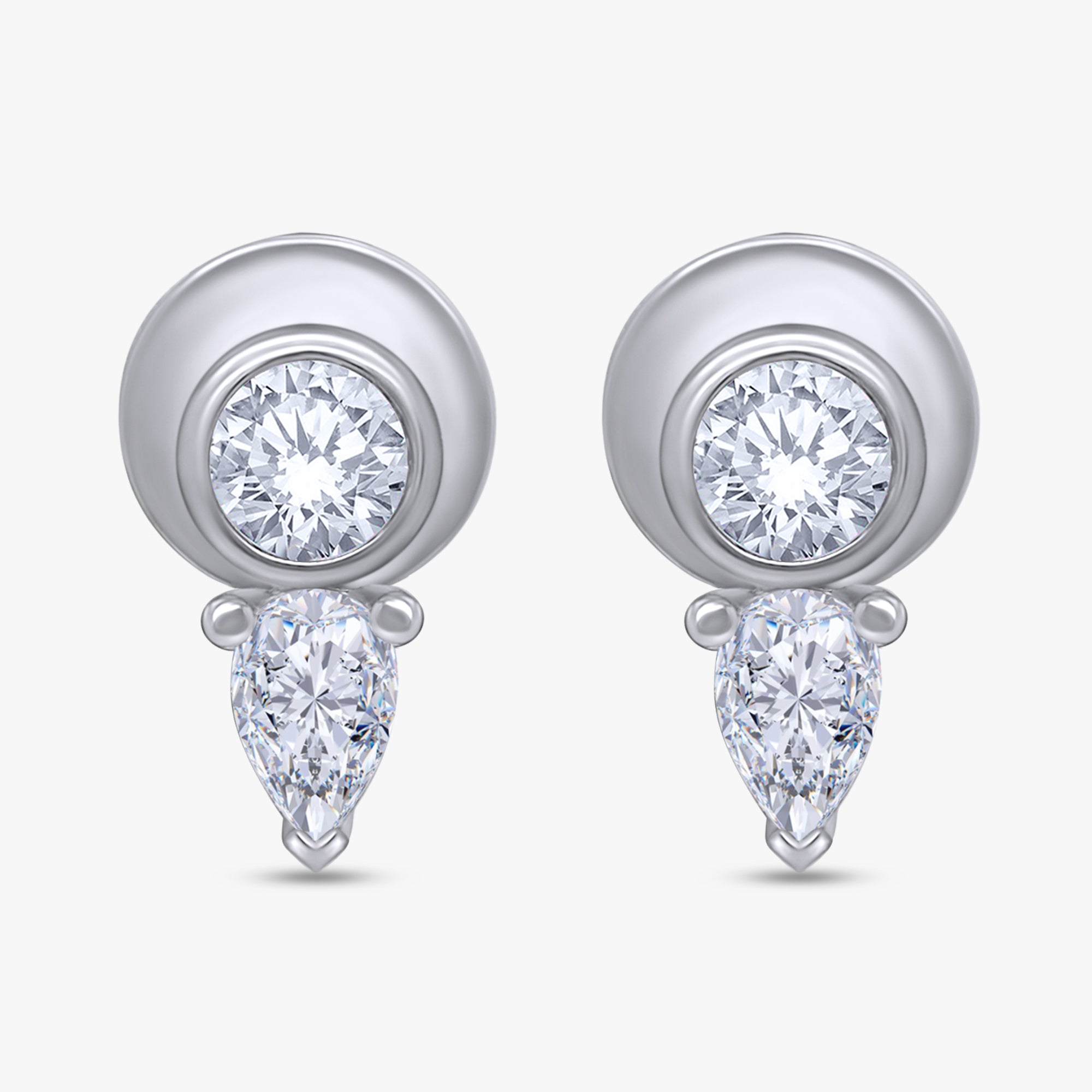 0.40 Carat Pear and Round Shape Lab Grown Diamond Illusion Stud Earrings