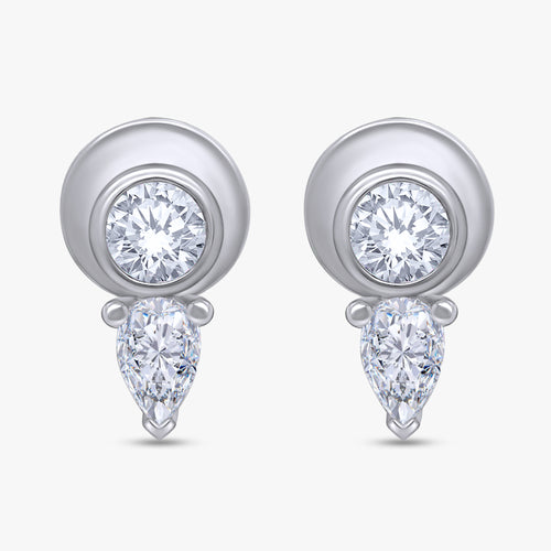 0.40 Carat Pear and Round Shape Lab Grown Diamond Illusion Stud Earrings