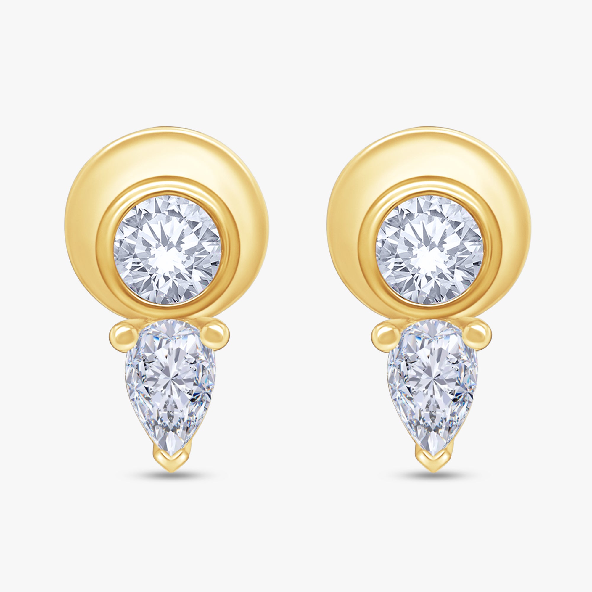 0.40 Carat Pear and Round Shape Lab Grown Diamond Illusion Stud Earrings