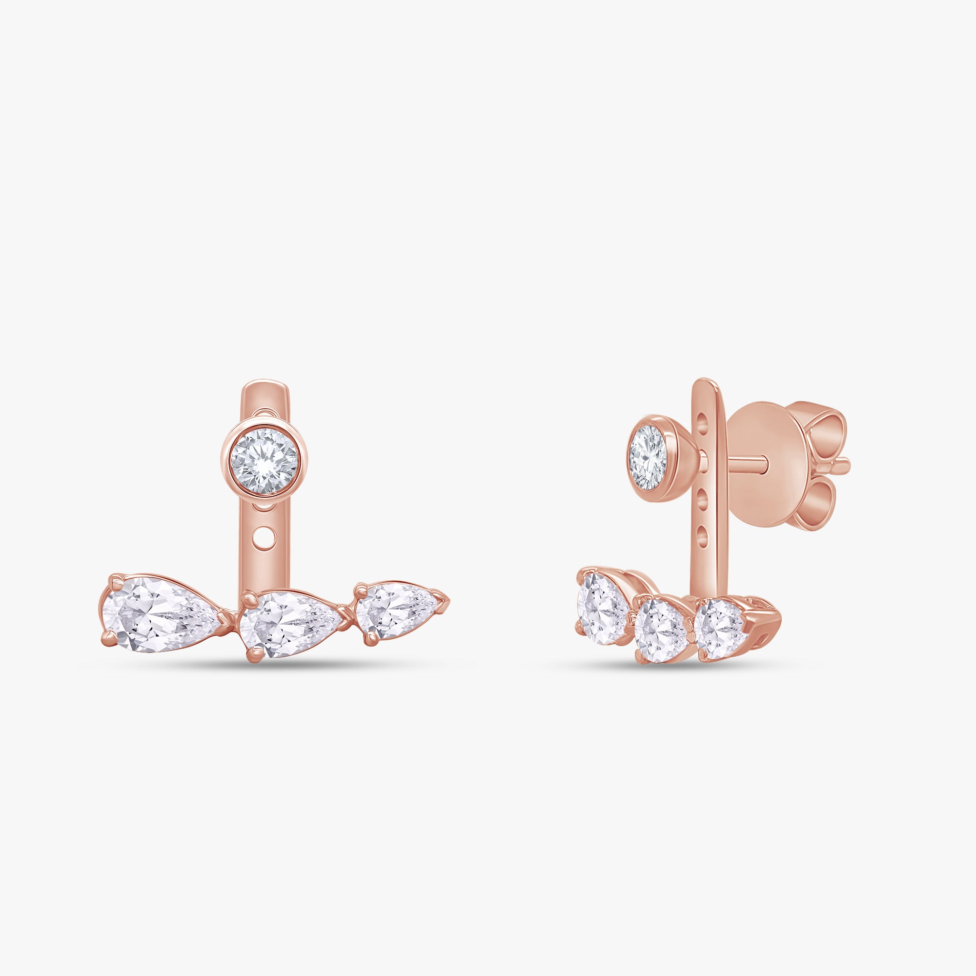 1.40 Carat Pear and Round Shape Lab Grown Diamond Illusion Stud Earrings