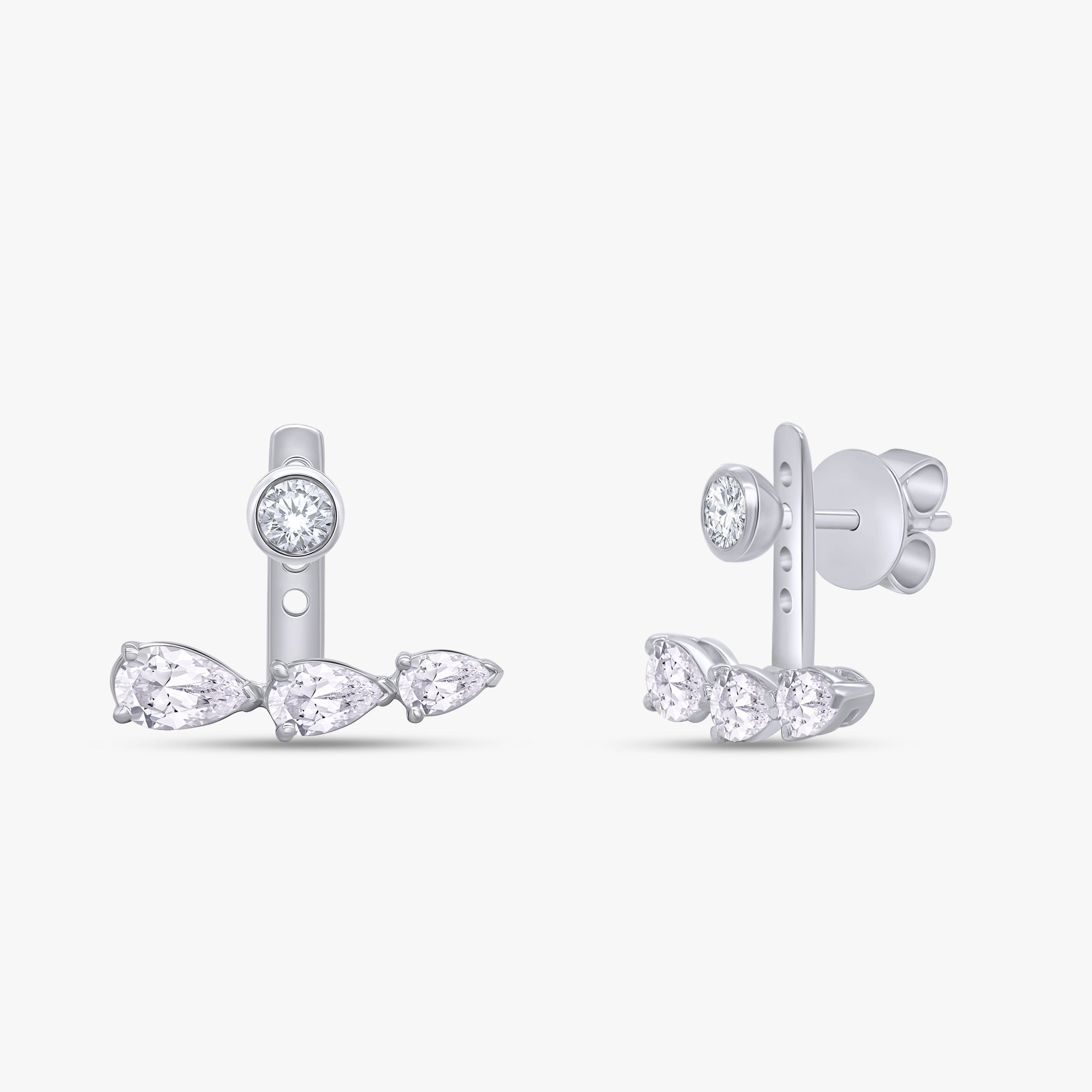 1.40 Carat Pear and Round Shape Lab Grown Diamond Illusion Stud Earrings